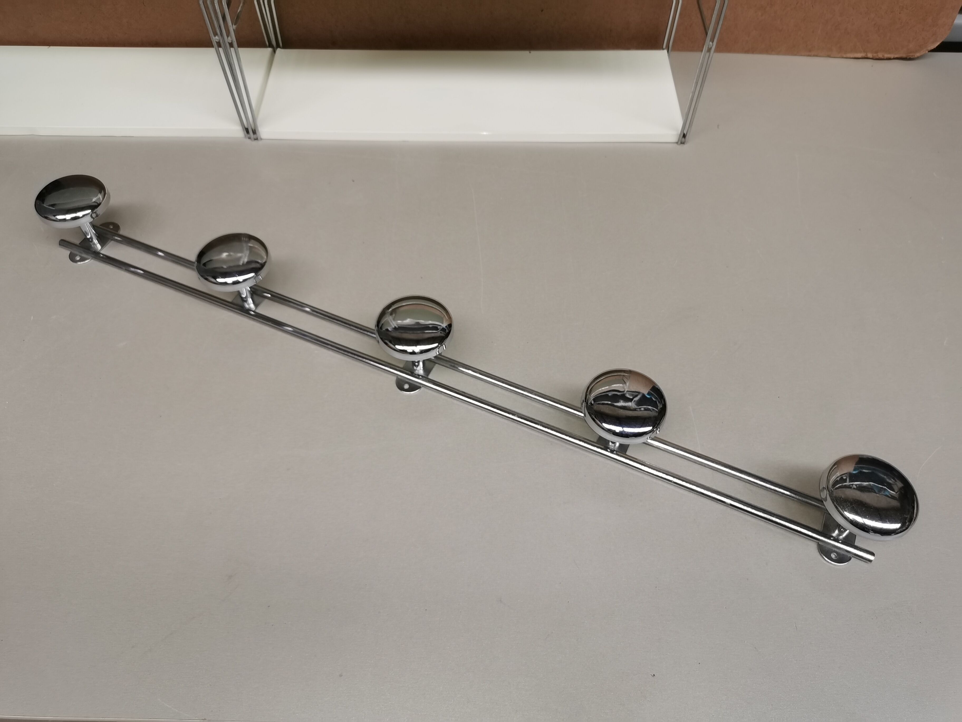 Vintage wall coat rack 70 to 5 Chrome hooks