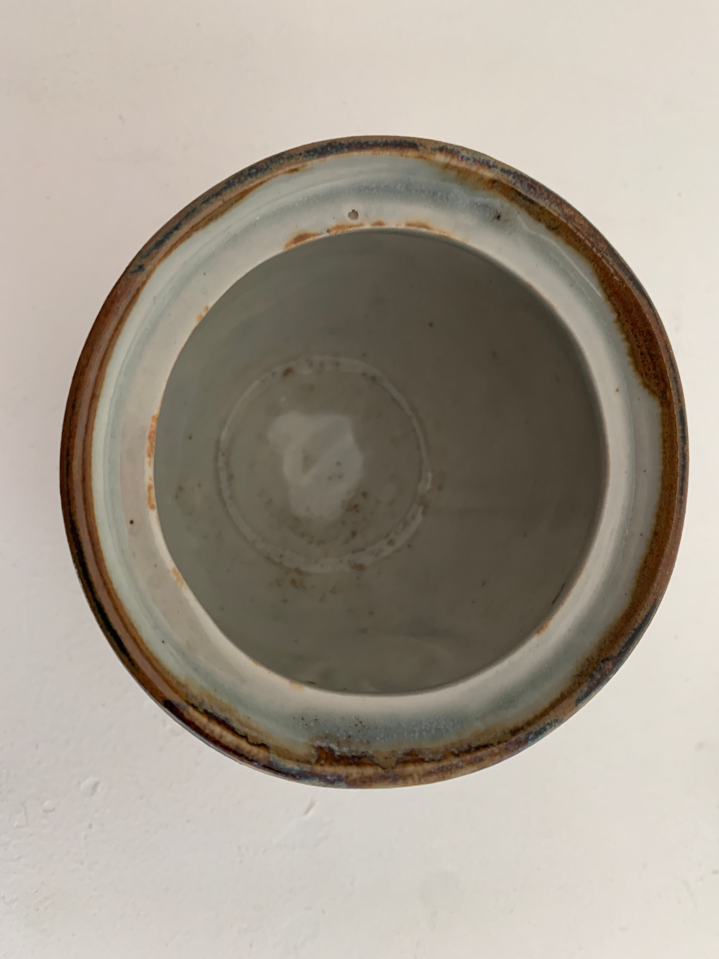 6 ceramic cups Ken Edwards, Tonala, Mexico, with sub cups and sugar