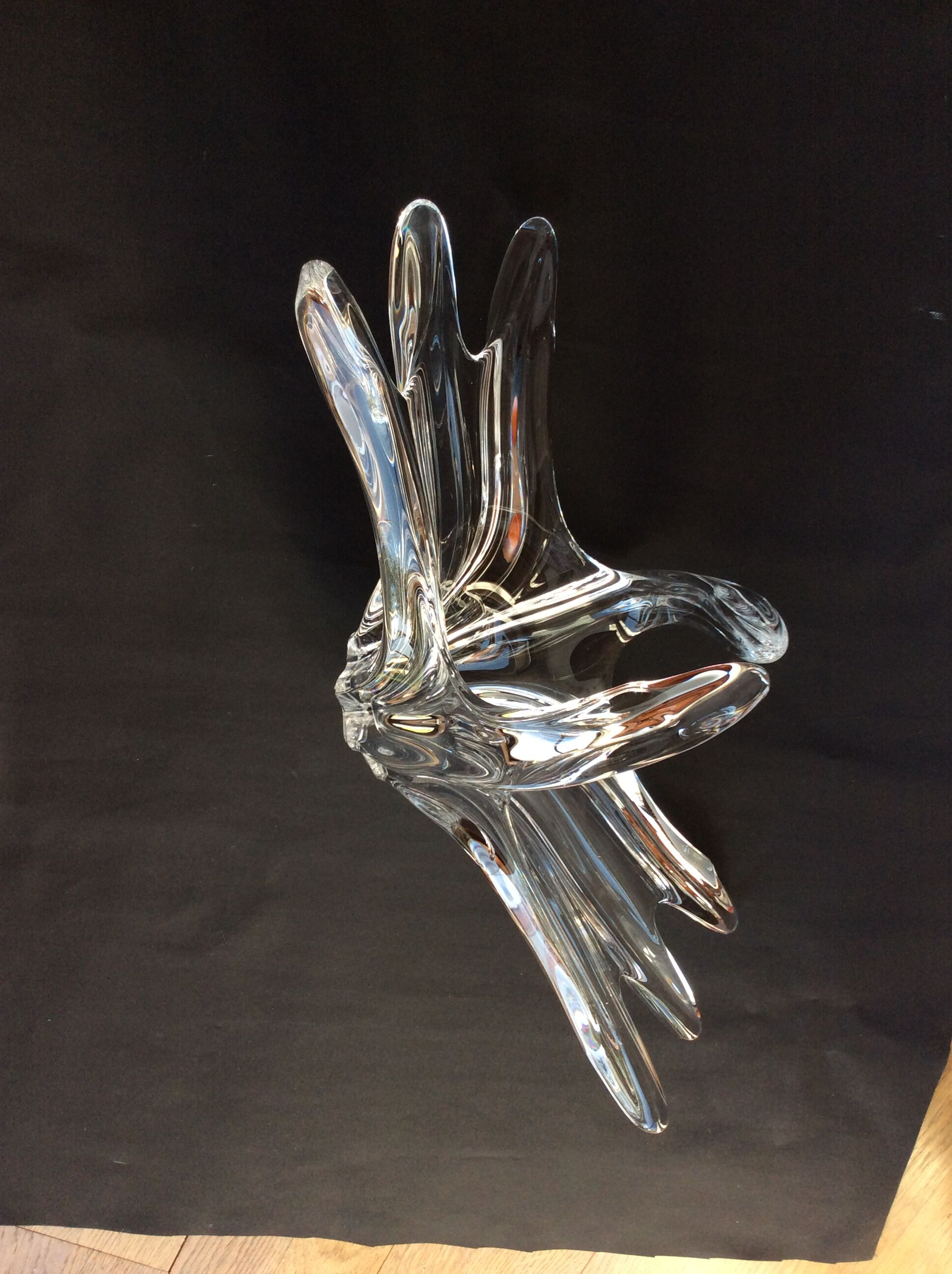 Crystal fruit cup with handles Art Vannes France - vintage