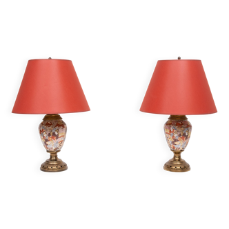 pair Satsuma Table Lamps Japan 1950s