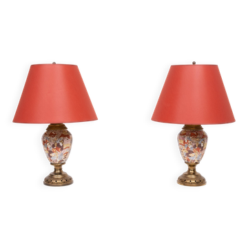 pair Satsuma Table Lamps Japan 1950s