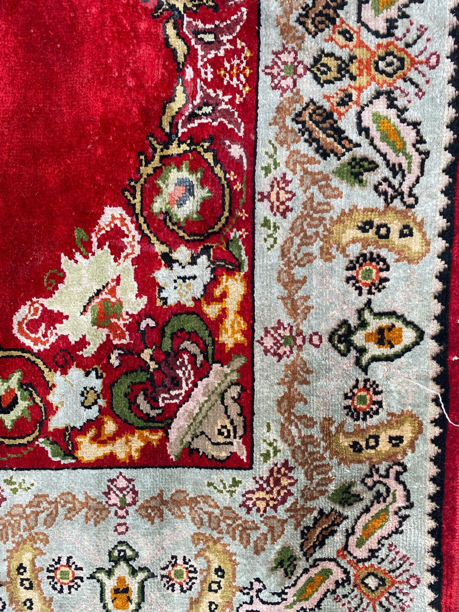 Tapis vintage turc en soie fait main 74x146 cm