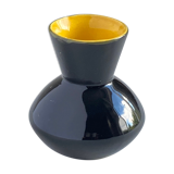 Vase céramique vintage noir et jaune