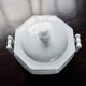 Antique Creil and Montereau earthenware tureen with blue pearl motif