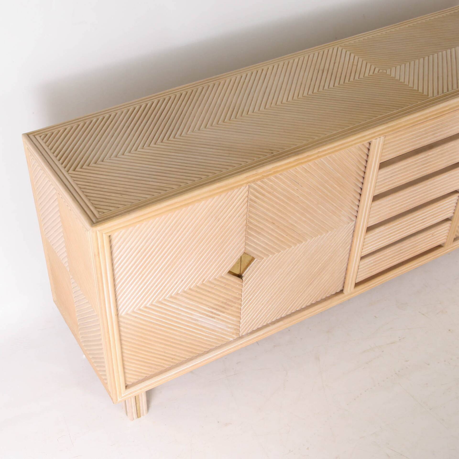 Rattan and brass sideboard