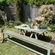 Old solid wood farmhouse bench