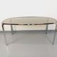 Vintage curved rectangular dining table in smoked glass and chrome metal