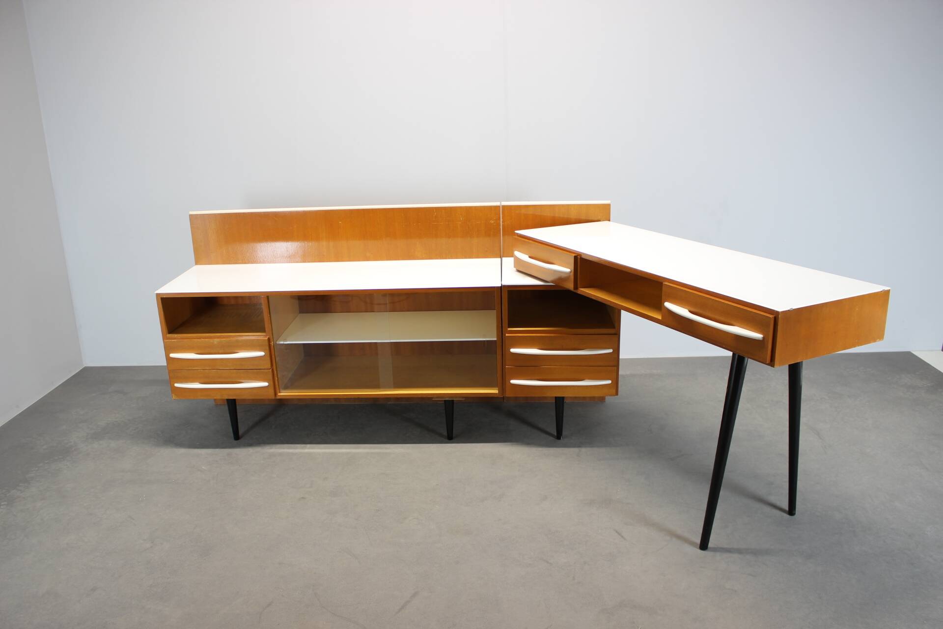 Modular desk and mid-century storage unit by Mojmír Požár, UP Závody, 1960s