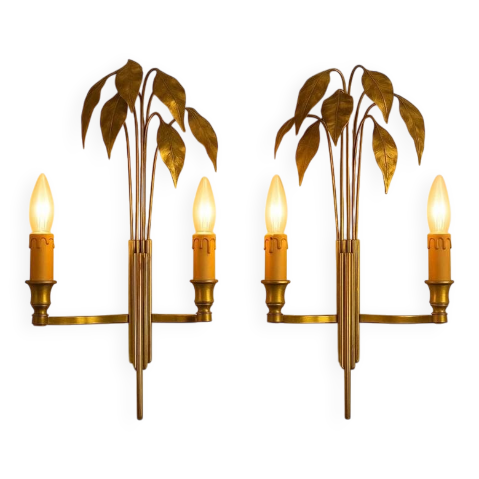 Pair of Maison Charles wall lights, "Lauriers" model, circa 1960