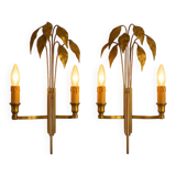 Pair of Maison Charles wall lights, "Lauriers" model, circa 1960