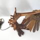 Vintage table lamp 1970s brutalist organic vegetal sculpted wood 70s