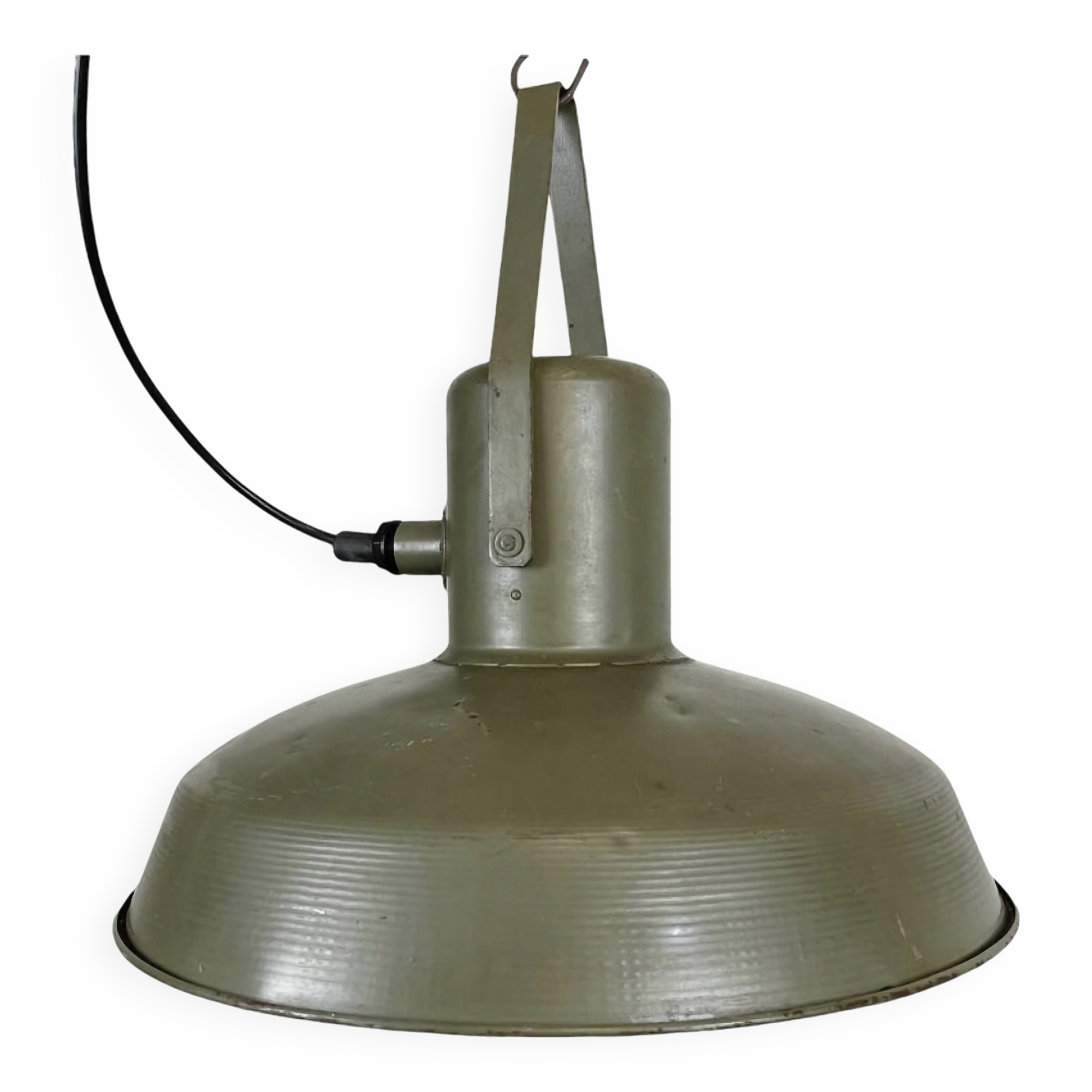 Vintage Green Army Pendant Lamp, 1960s