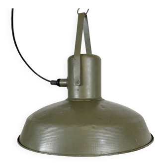 Lampe à suspension vintage verte de l'armée, années 1960
