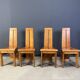 Set of 4 oak brutalist dining chairs, 1970s