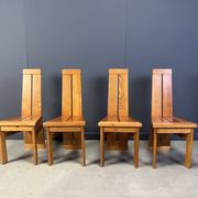Set of 4 oak brutalist dining chairs, 1970s