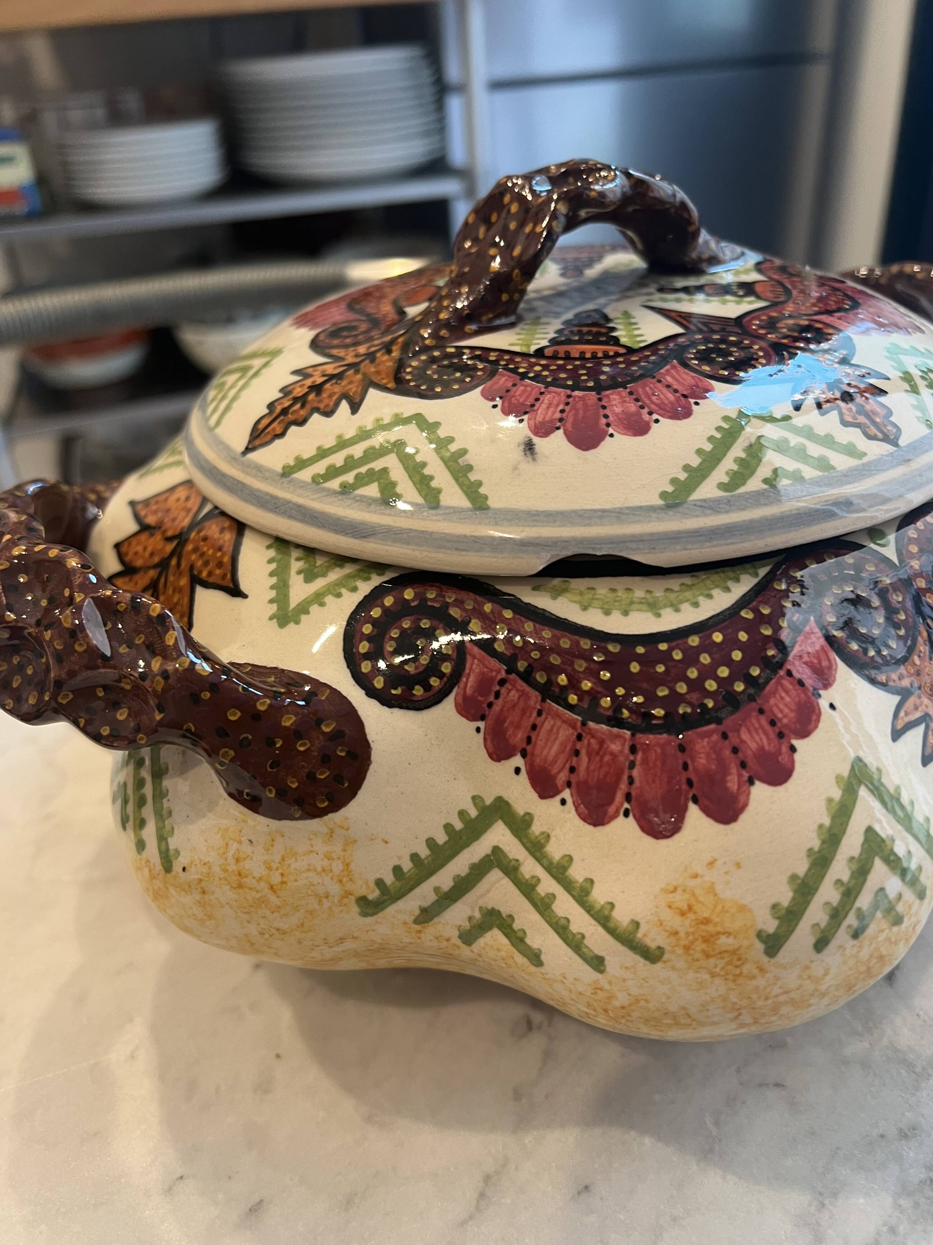 Earthenware tureen Paul Fouillen Quimper