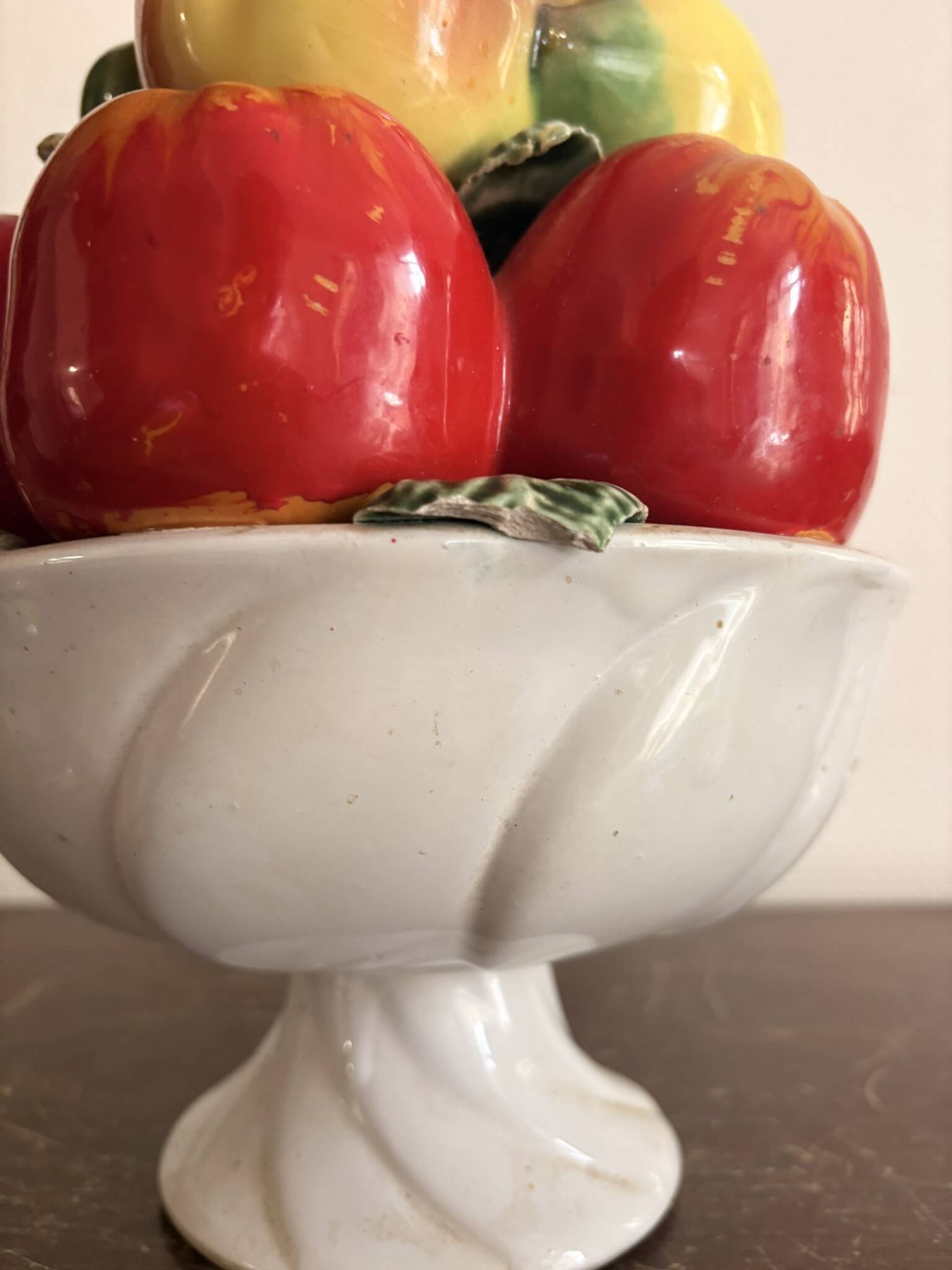 Fruit Bowl Centre Table Enamelled Ceramic Barbotine Vallauris Style