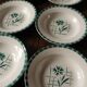 Lot 6 green hollow plates Sylvia Digoin Sarreguemines