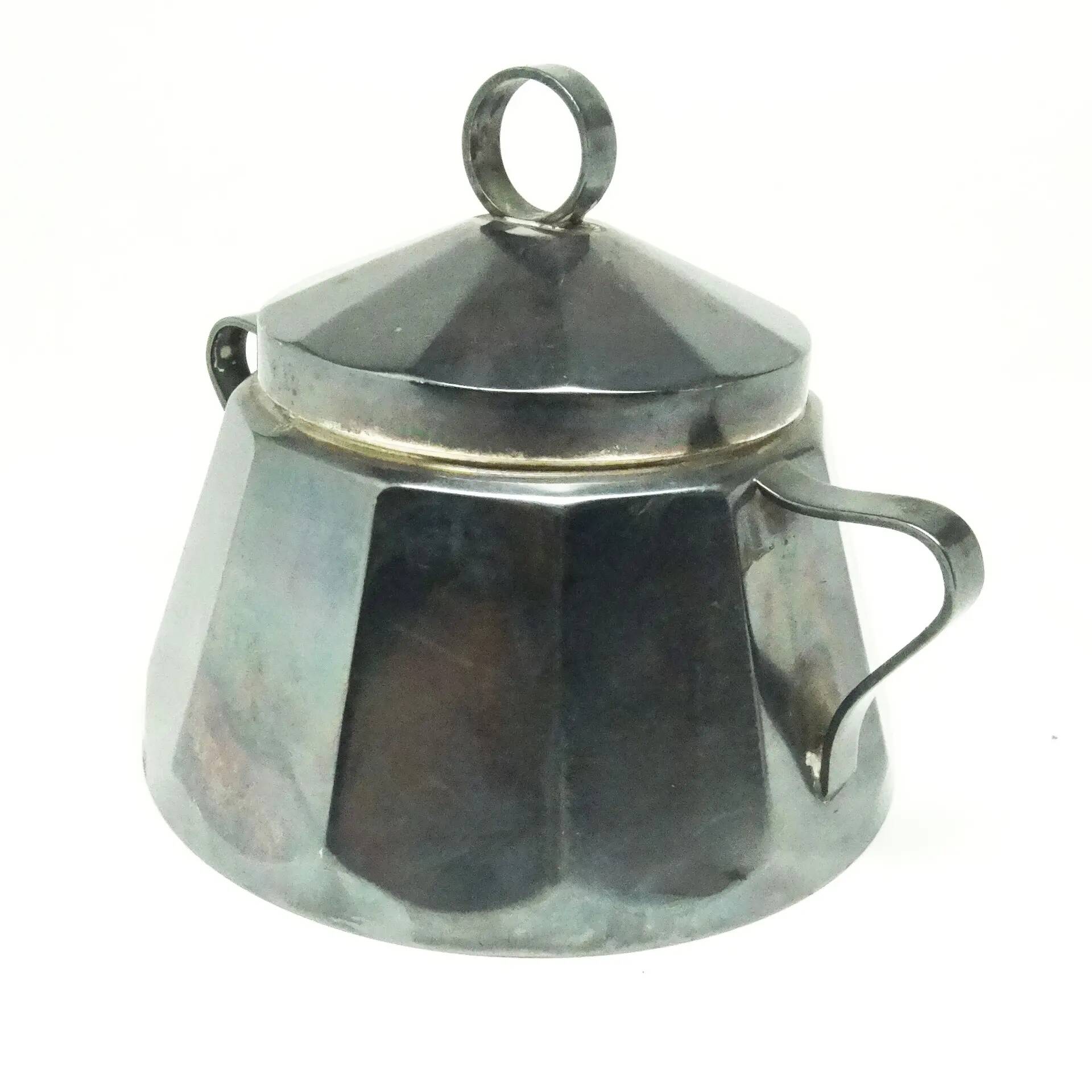 Sugar bowl, postmodernism, silver-plated brass, Poland, 1970s