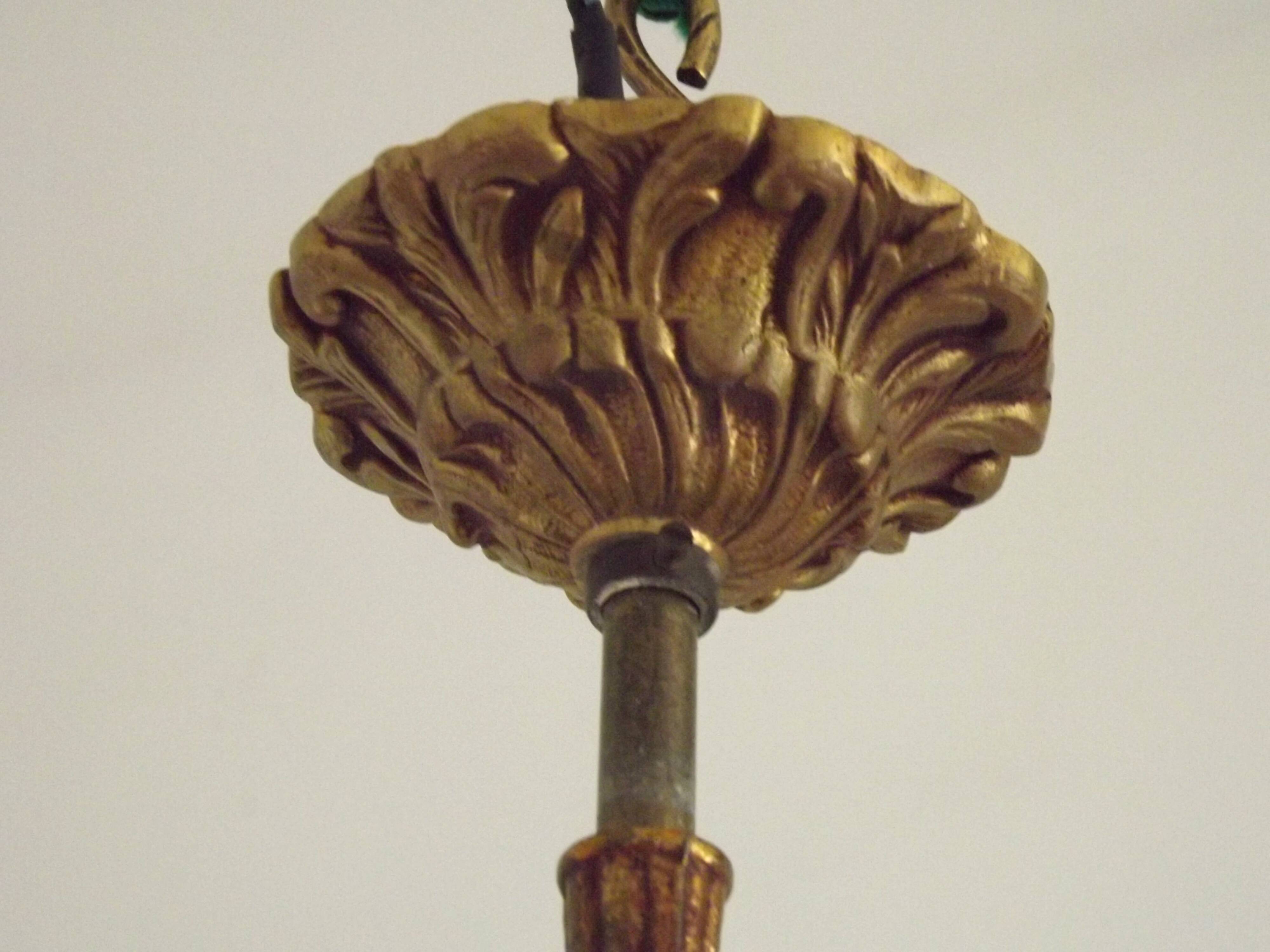 French Art Nouveau Bronze 3 Light Acanthus Detail Cage Candlestick 5476