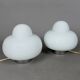 Pair of space age UFO table lamps in white Murano glass, modernist 1970s.