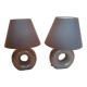 2 grey ceramic bedside lamps