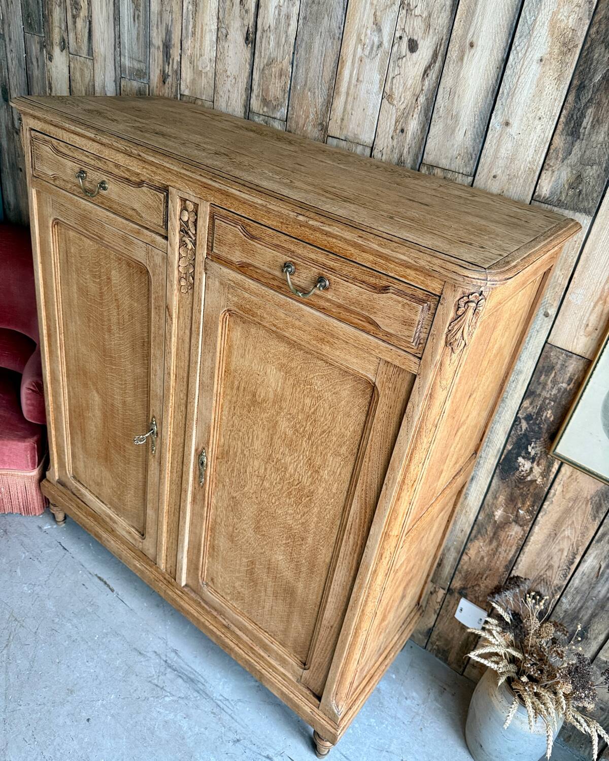 Large antique high oak sideboard