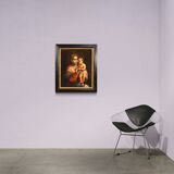 Antique religious painting Virgin with child from 17th century