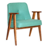 Wood armchair oryginal design from 1962 by Chierowski eucalyptus green modern chair vintage