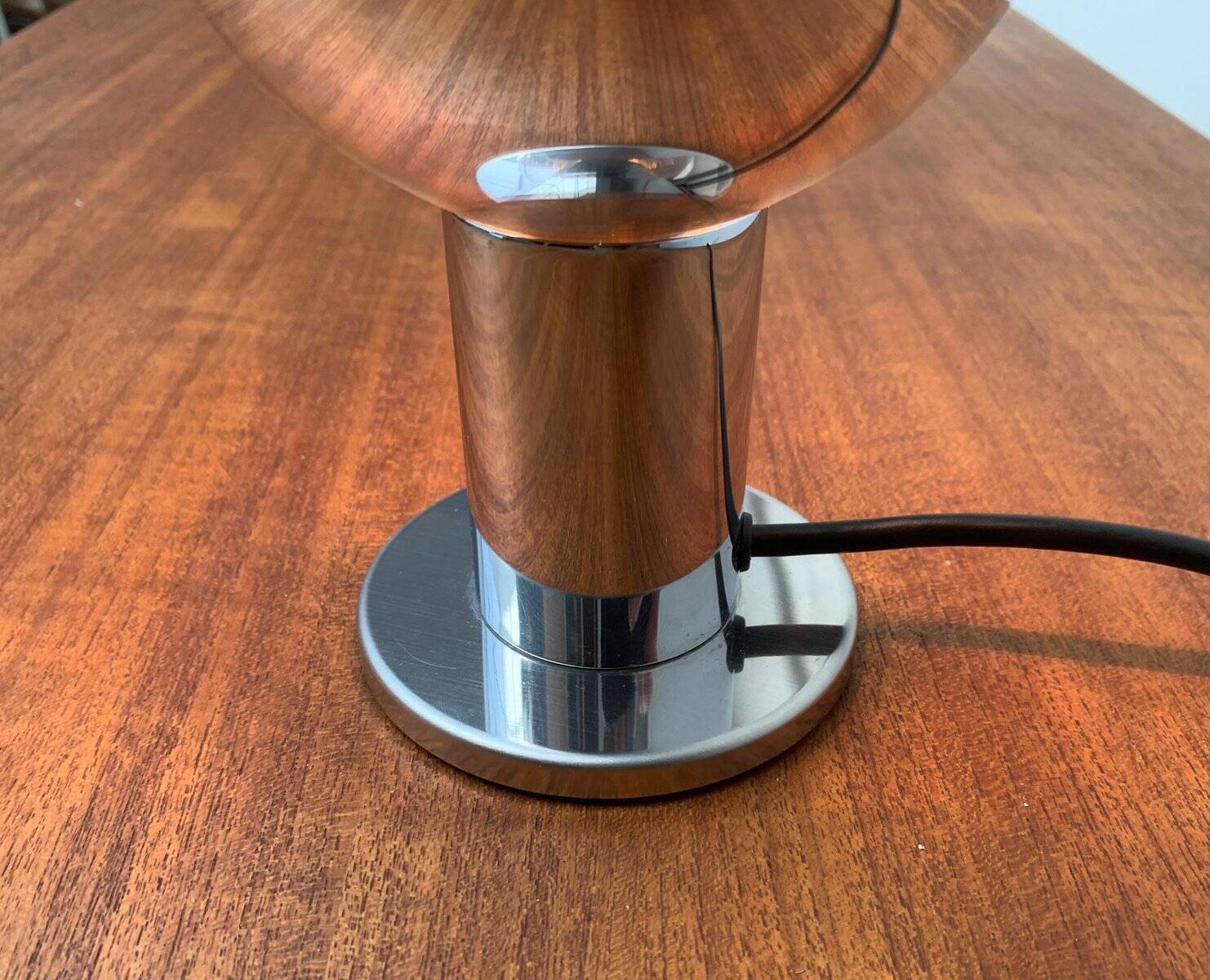 Vintage German table lamp in chrome and glass by Motoko Ishii for Staff.