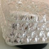 Square ceiling lamp structured glass / vintage 60s-70s