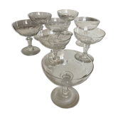 Set of 8 champagne glasses with sides cut flat ribs 1900