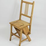 Folding metamorphic library ladder, Arts & Crafts, Vienna, 1900s