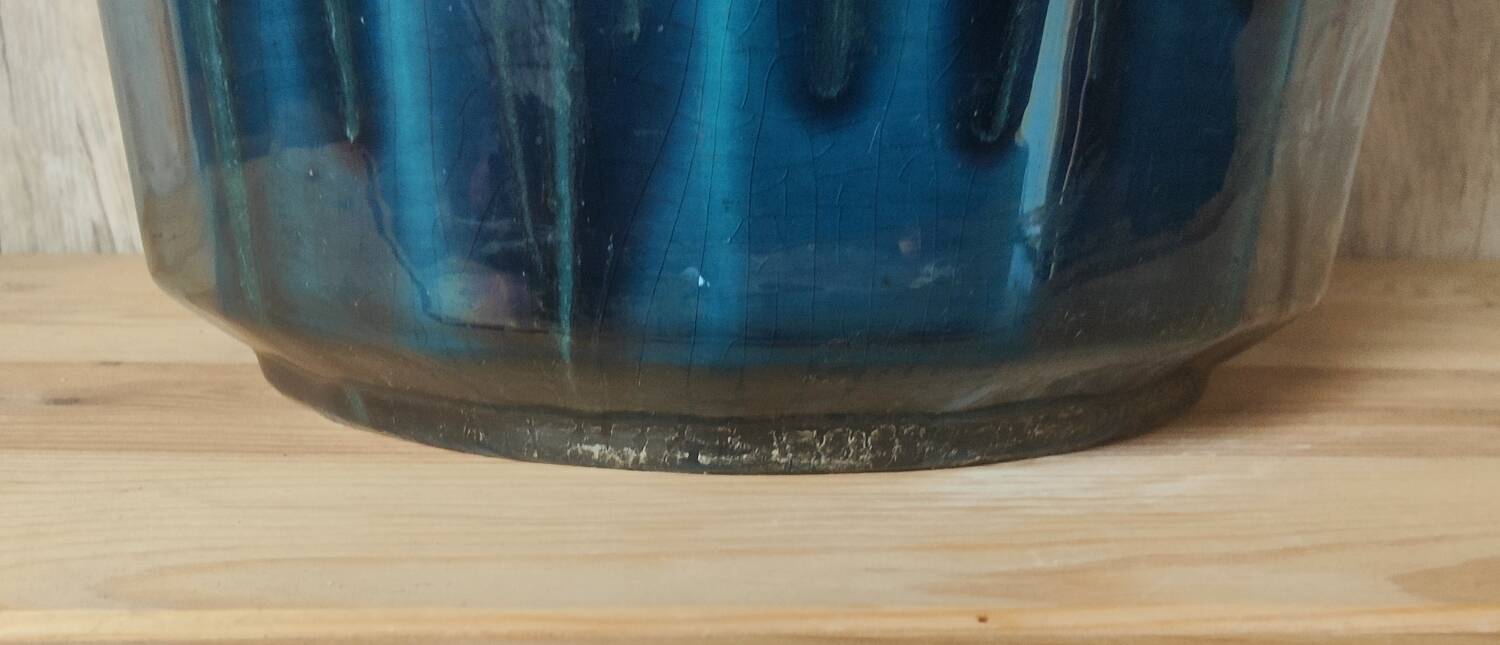 Iridescent Art Deco earthenware planter