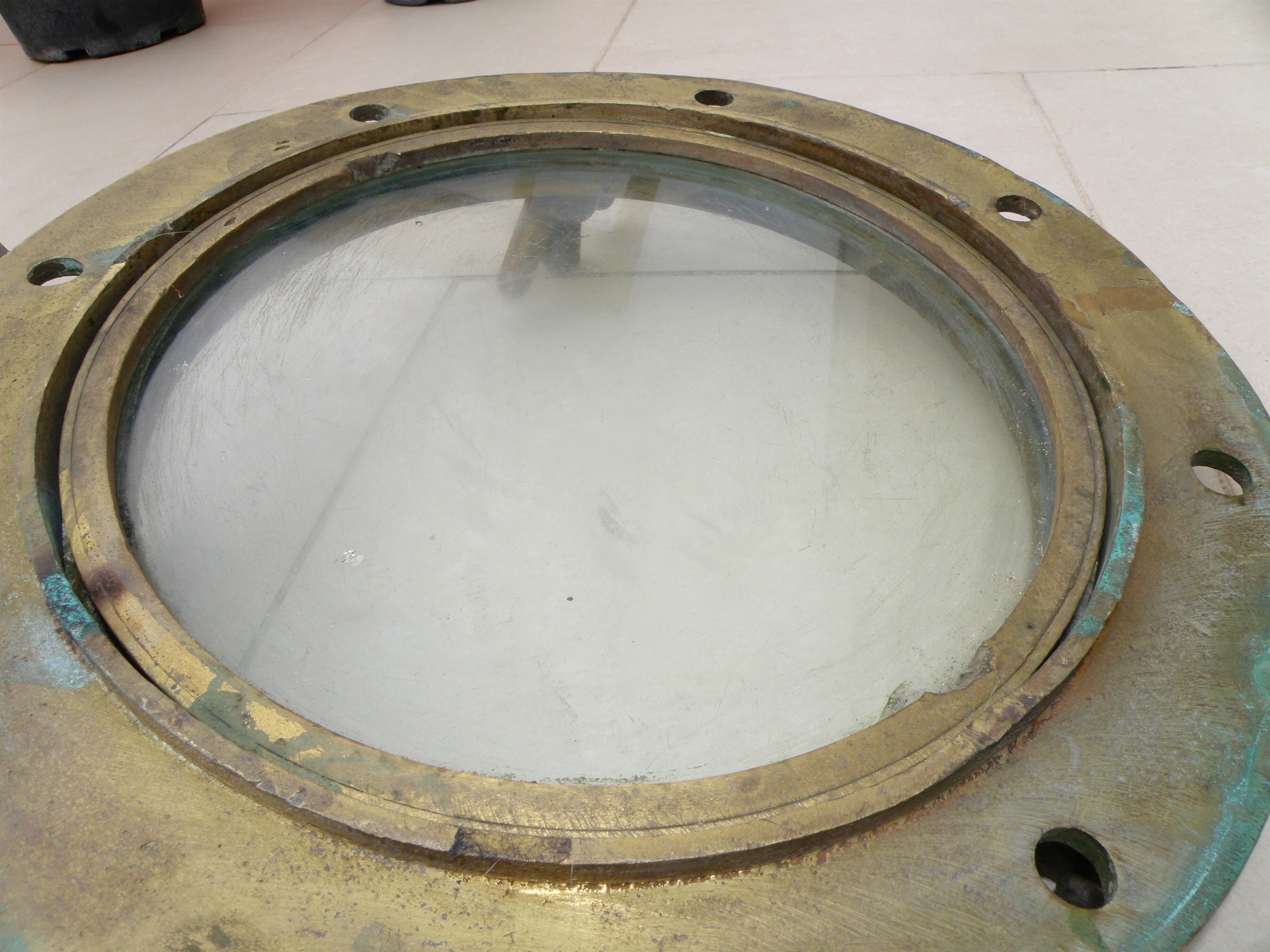 Two large windows complete old ship