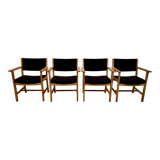 Set of 4 armchairs stamped Hans Wegner "Scandinavian design" 1960.