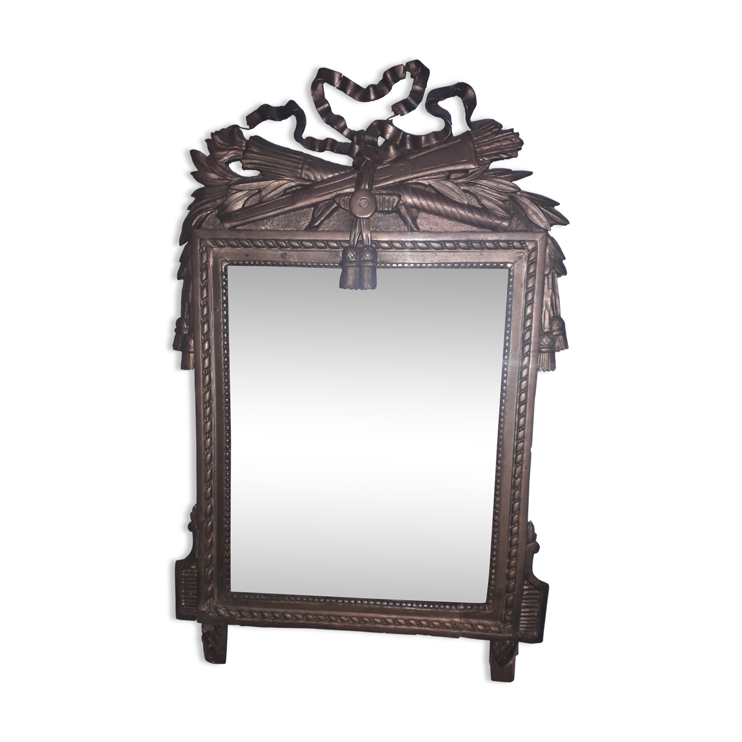 Miroir louis XVI en bois doré glace au mercure - 95x63cm