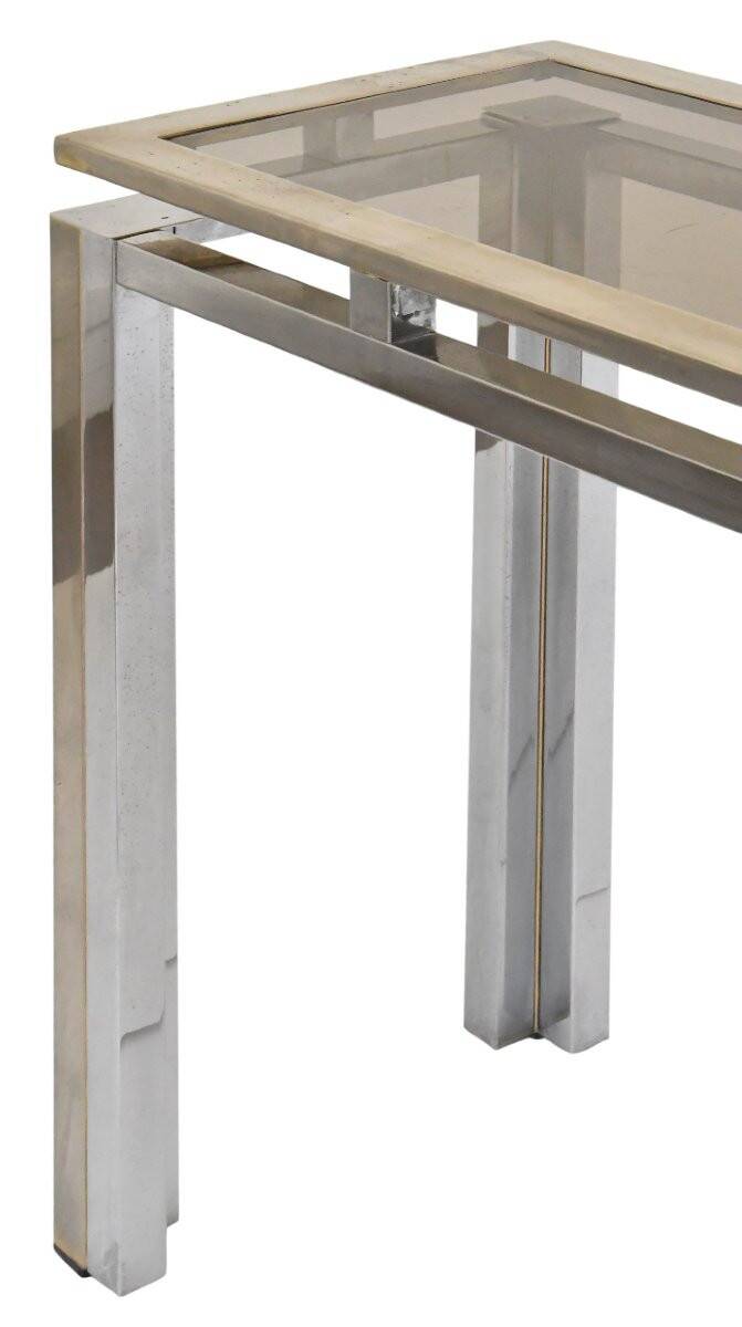 Brushed steel rectangular console