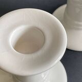 Pair of White Ceramic Candlesticks