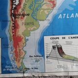 Vintage school map mdi Oceania - South America.