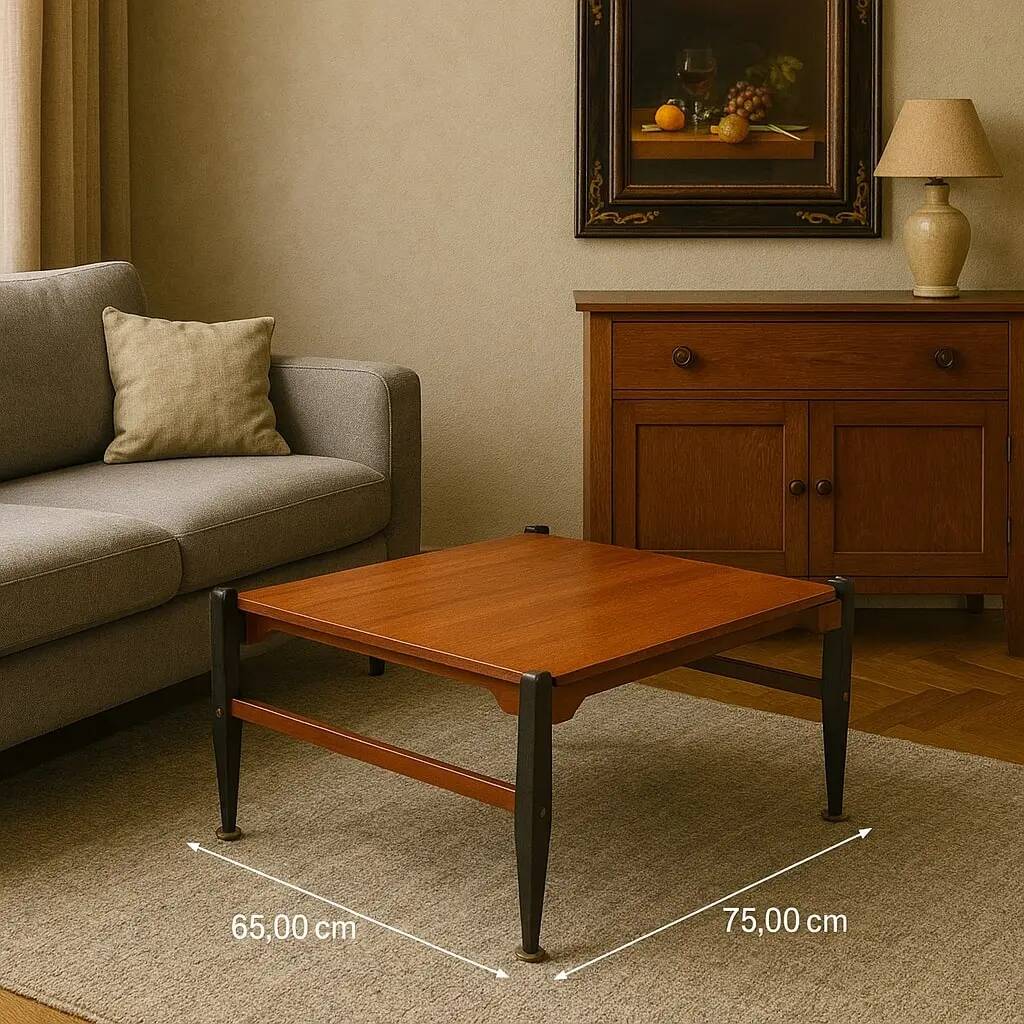 Vintage coffee table from the 1960s made of solid wood veneered with mahogany.
