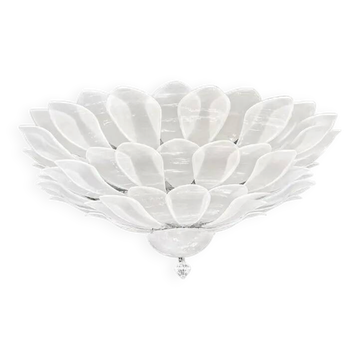 Immense plafonnier contemporain en verre de Murano "Pétales" sablé par Simo