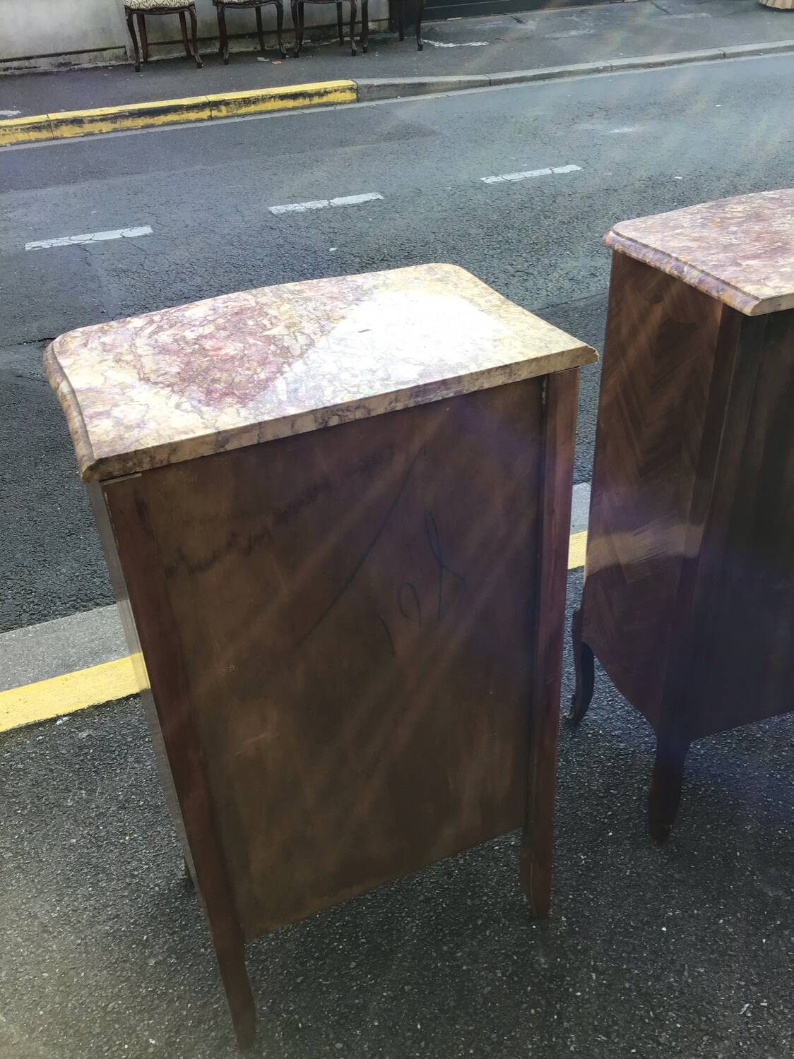 Pair of Louis XV style marquetry chiffonniers