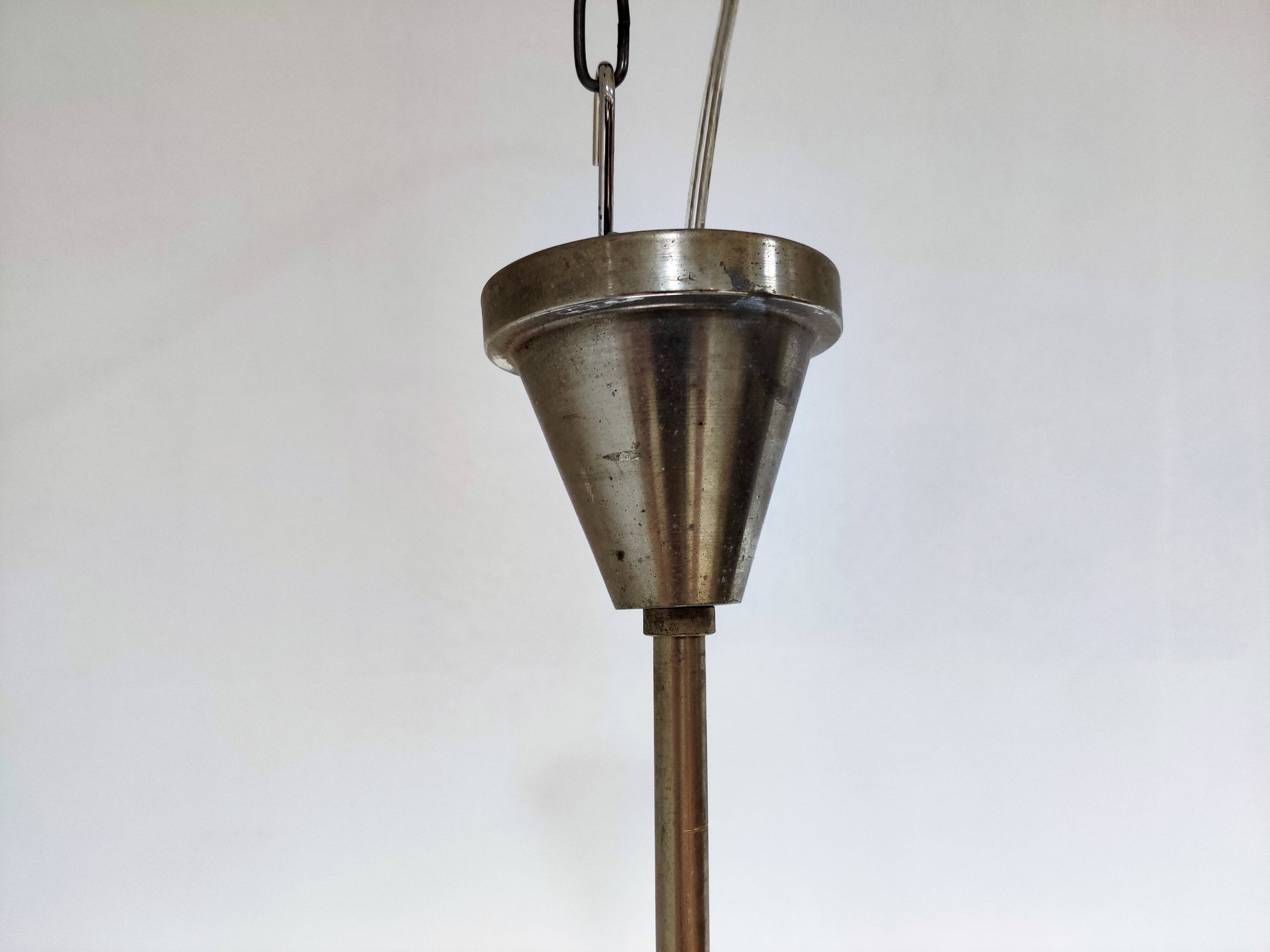 Antique opaline pendant light, 1930s