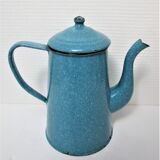 Mid-20th century speckled blue enameled sheet metal coffee maker