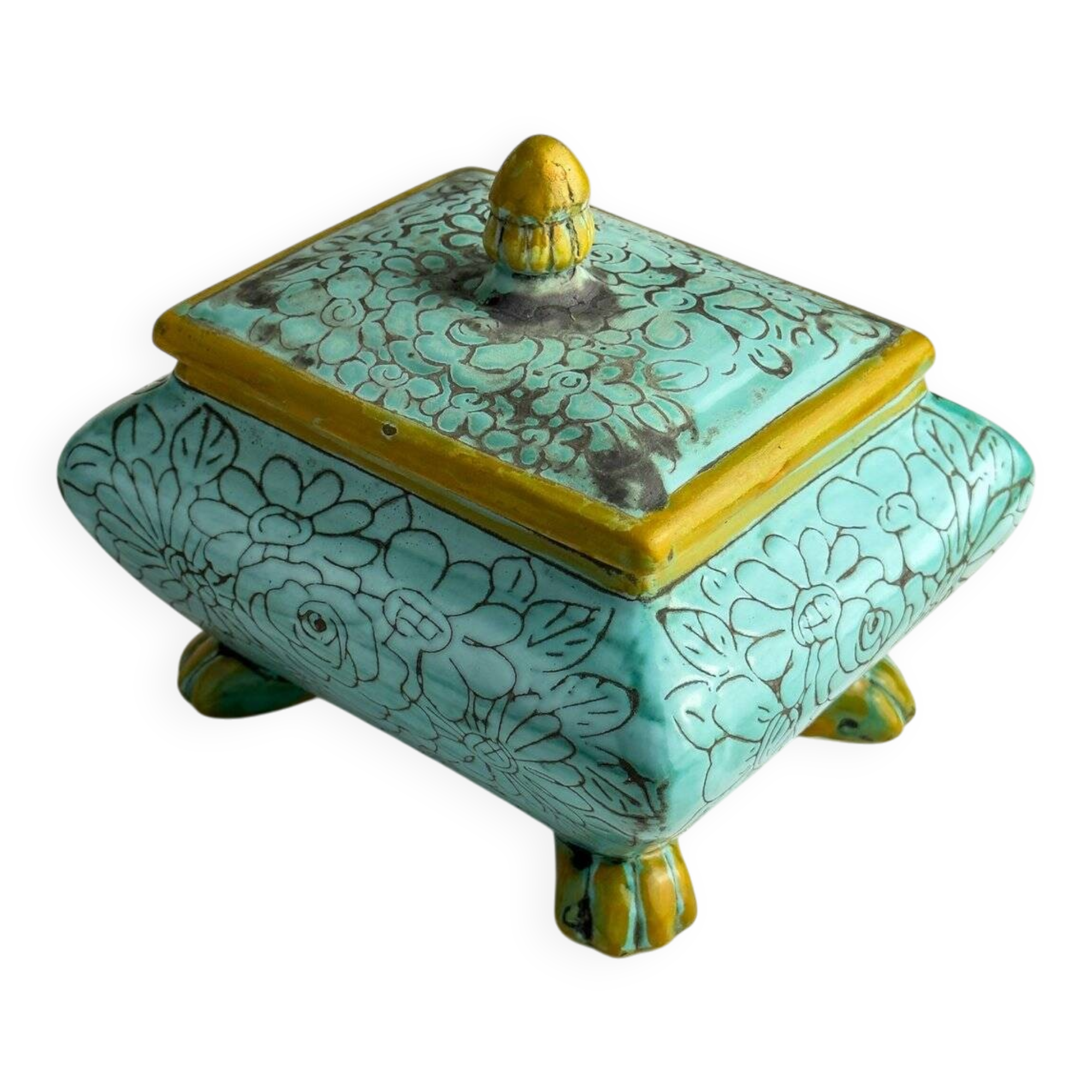 Vintage ceramic jewellery box by Maioliche d'Arte Cordivani for Ascoli Piceno, Italy, 1970s.