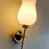 Pair of opaline and brass wall lights, 1950s