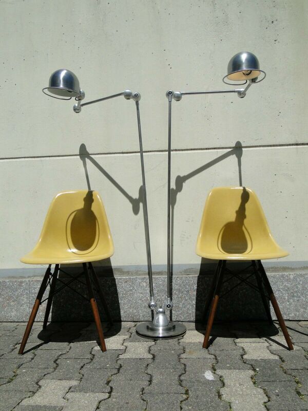 Lampadaire vintage jielde double graphite 6 bras de Jean Louis Domecq France 1960