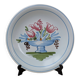 Plate with hand-painted flower bouquet on light blue background 25cm