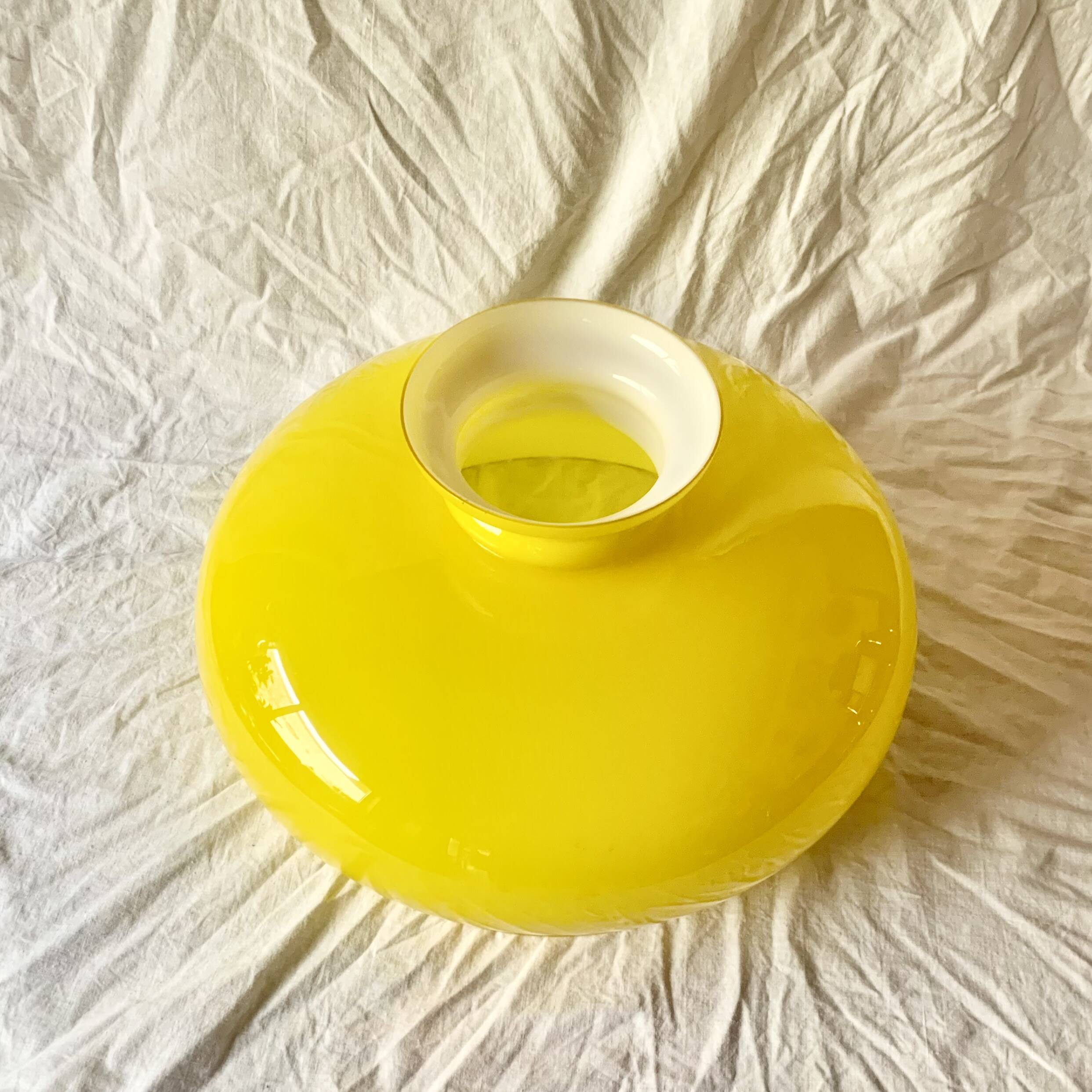 Large vintage yellow opaline pendant lampshade